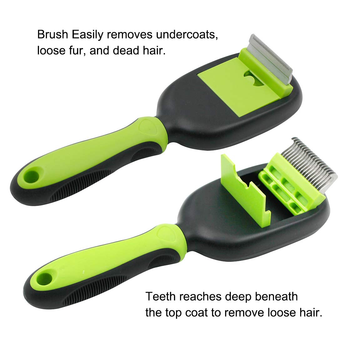 5 in 1 Pet Grooming Comb for Dogs & Cats, Includes Massage Brush, Pin Brush, Bristle Brush, Hair Removal Comb & Open Knot Comb - Green