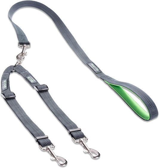 Double Dog Leash - Double Leash for Two Dogs No Tangle Design. Split Lead for 2 Pets. Adjustable to Fit All Sized Breeds. Reflective Dual Pet Lead for People with Multiple Pups