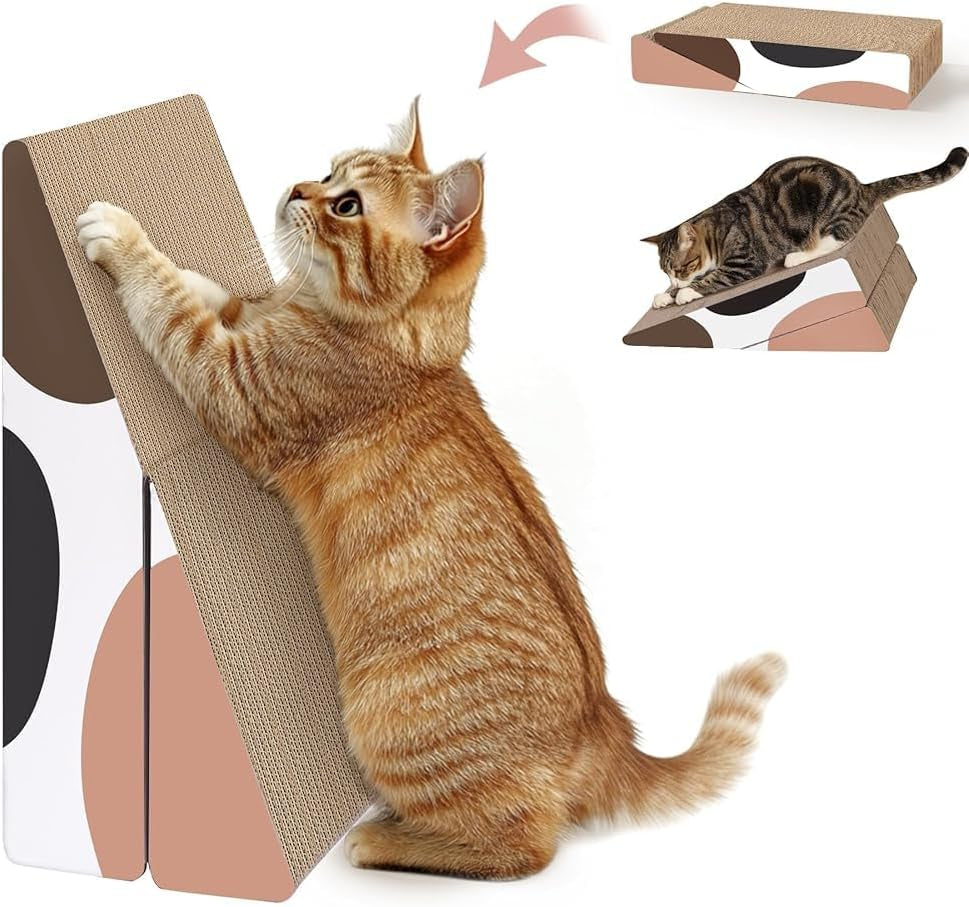 Cat Scratcher Cardboard, Kitty Cat Scratching Pad Recycle Corrugate Scratcher Cat Scratch Bed Long Lasting Reversable (Triangle)