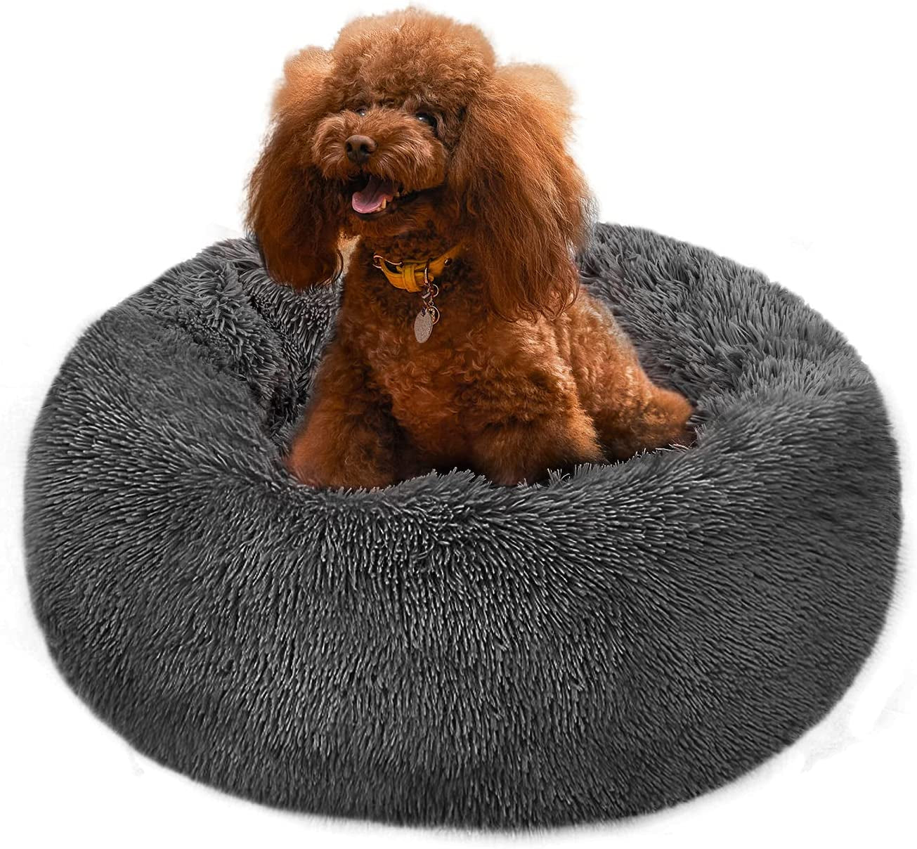 Dog Bed,Dog Beds for Medium Dogs,Medium Dog Bed,Grey Dog Bed Cat Bed,Pet Beds for Medium Dog,Pet Bed Anti-Slip Anti-Anxiety Donut Fluffy Soft Durable Pet Bed Washable Puppy Bed