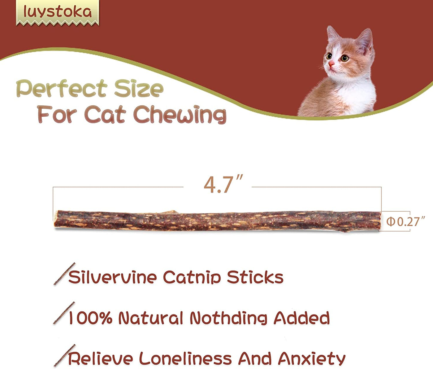 Cat Toys Silvervine for Cats Cat Chew Stick Catnip Toys Matatabi Silvervine Sticks Kitty Chew Toys for Indoor Cats Wooden Stick Kitten Teething Interactive Wand Toys for Bored Cats 10PCS