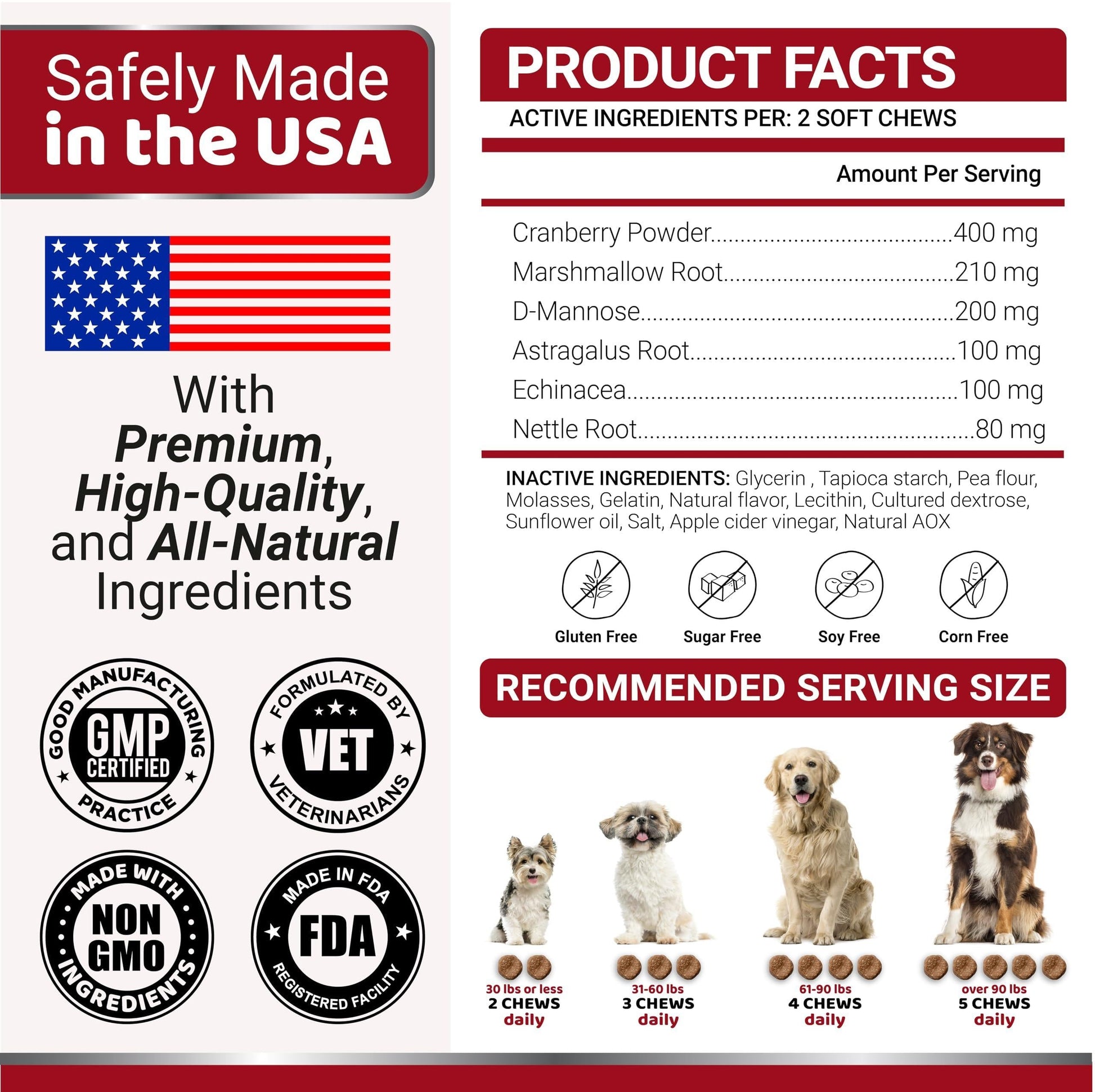 Dog UTI Treatment 170 Treats Cranberry Supplement for Dogs Bladder Control