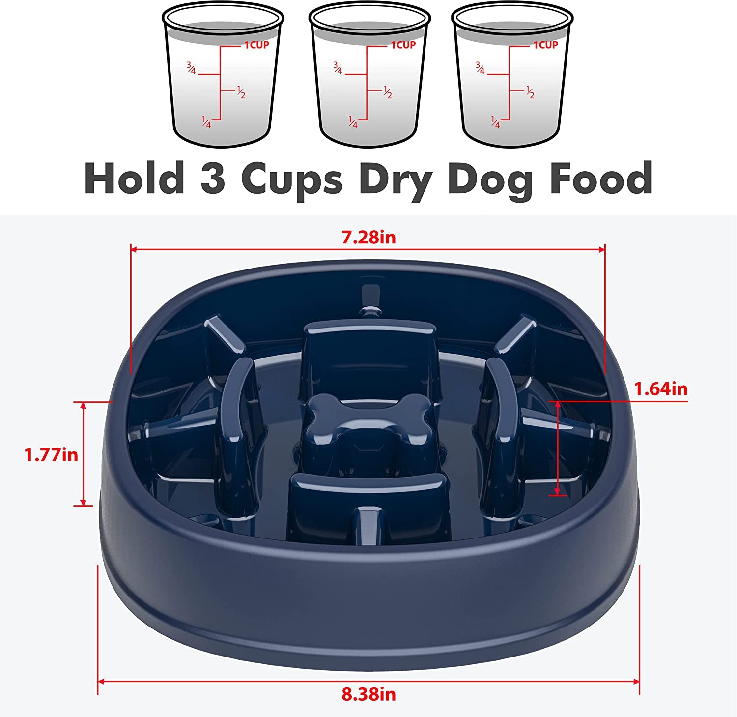 Dog Slow Feeder Bowl-Slow Feeder Dog Bowl for Dogs-Non Slip Puzzle Bowl-Dog Food Bowl Eco Friendly for Dog Pet Slow Feeder by Lorgatrend,D-Blue