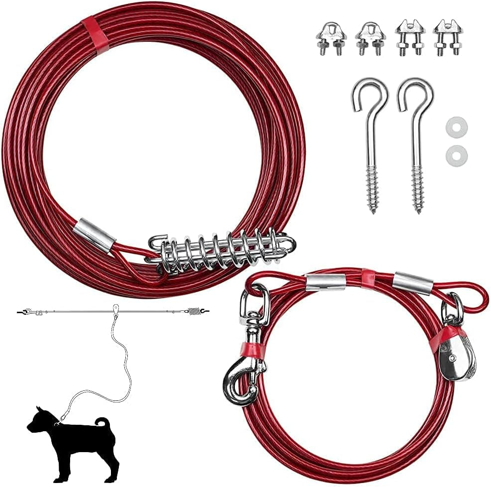 Dog Trolley Cable, Dog Trolley System, Camping for Dogs - up to 125 Lbs | Dog Runner Outside, Dog Cable for Yard Heavy Duty | Dog Cable 60 Ft | Outdoor Camping Zipline (125Lbs/ 60Ft/ Trolley)